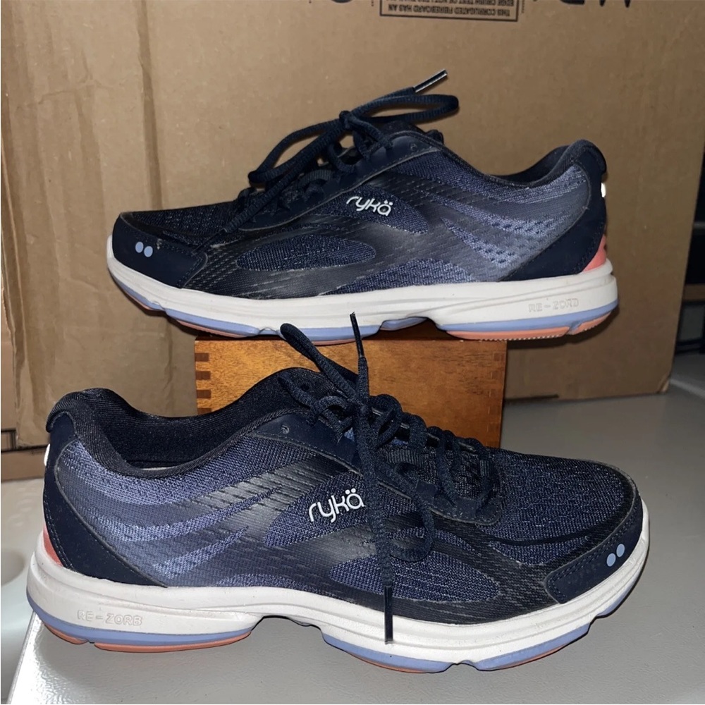 Ryka Devo Plus 2 Womens Navy Comfort Walking Shoes With Re-Zorb Size 7.5M